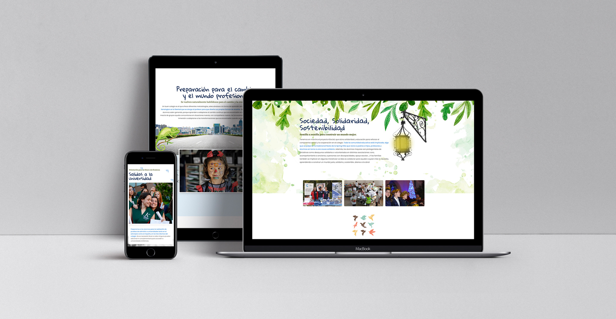 diseño de web de jornada de puertas abiertas en dispositivo móvil, tablet y portátil