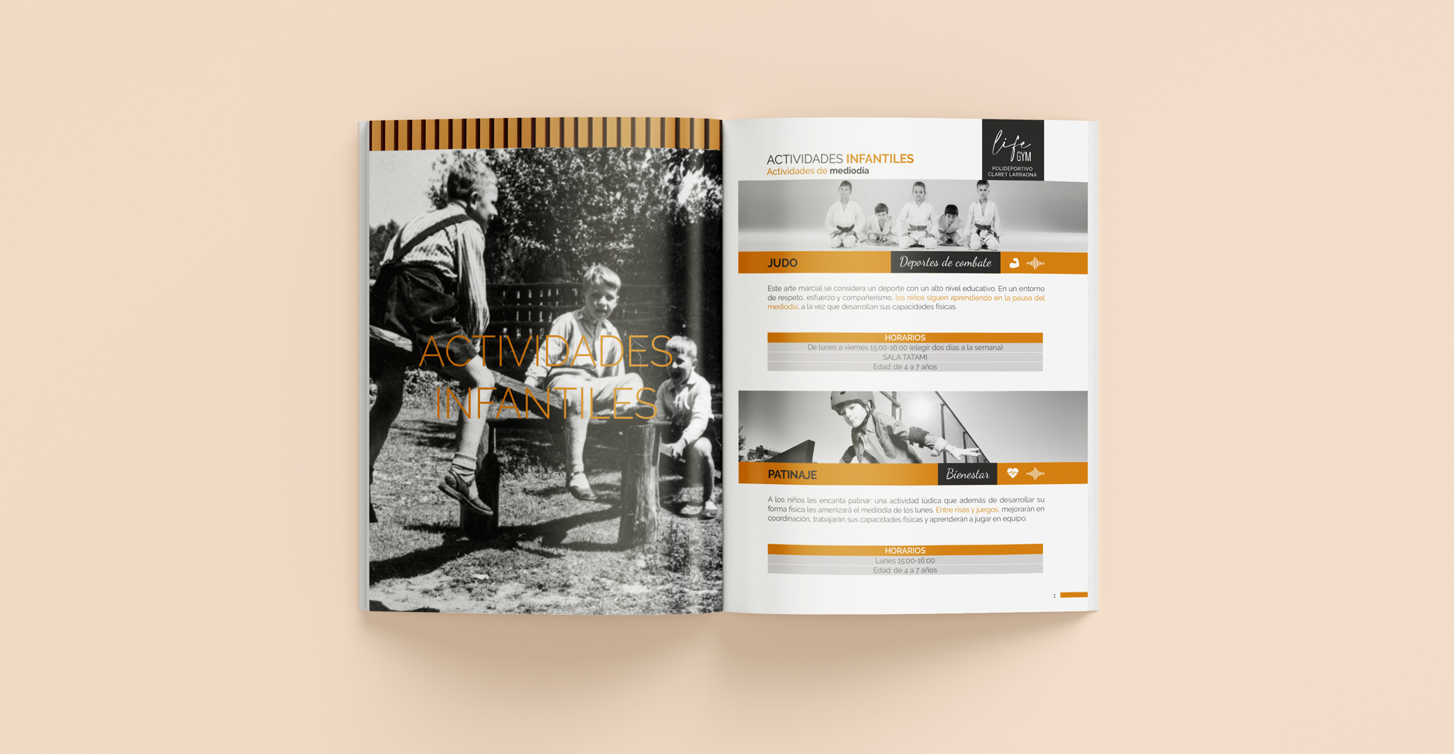 diseño folleto de actividades gimnasio