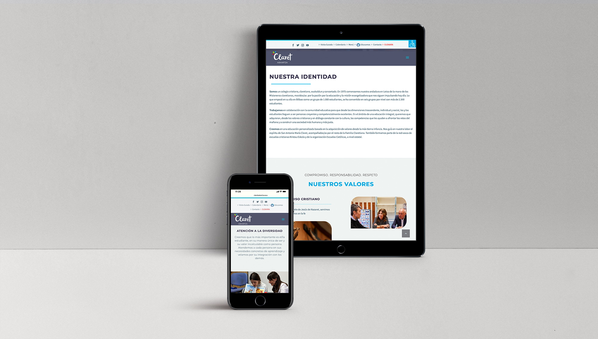 pagina web de colegio responsive en movil y tablet