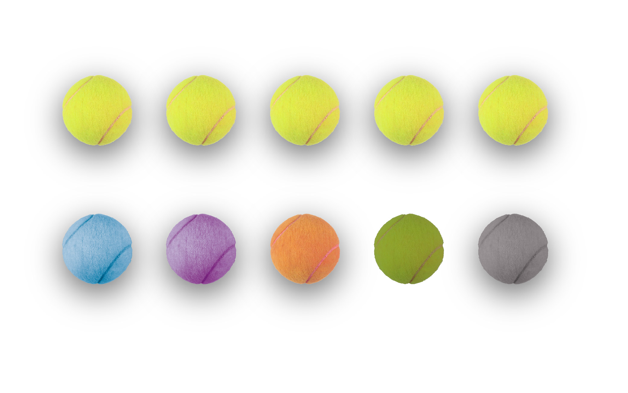 pelotas de tenis de distintos colores que son una metáfora gráfica de la narrativa del proyecto