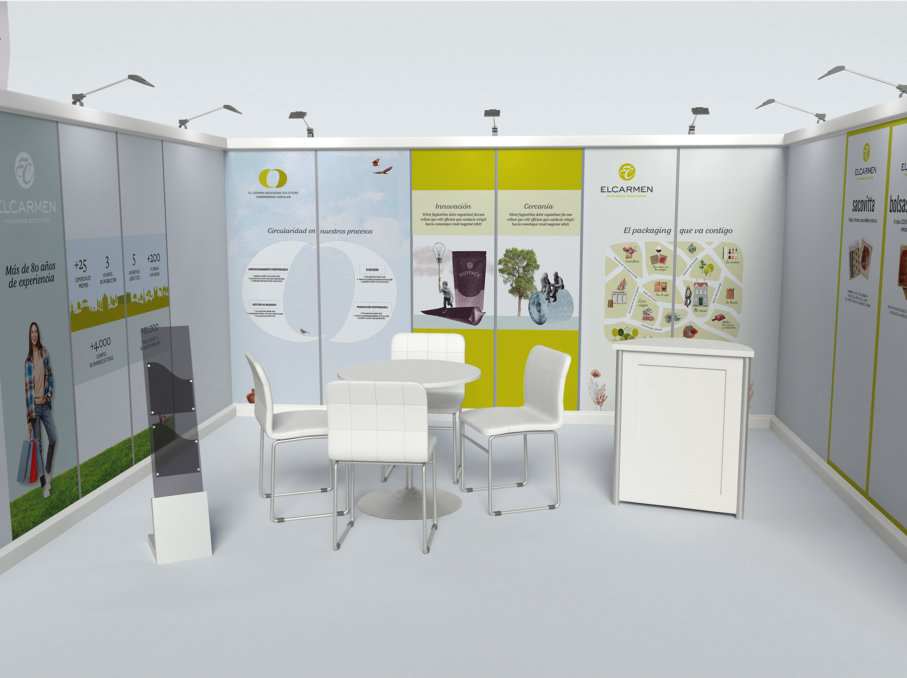 DISEÑO STAND DE FERIA PARA EL CARMEN PACKAGING SOLUTIONS_